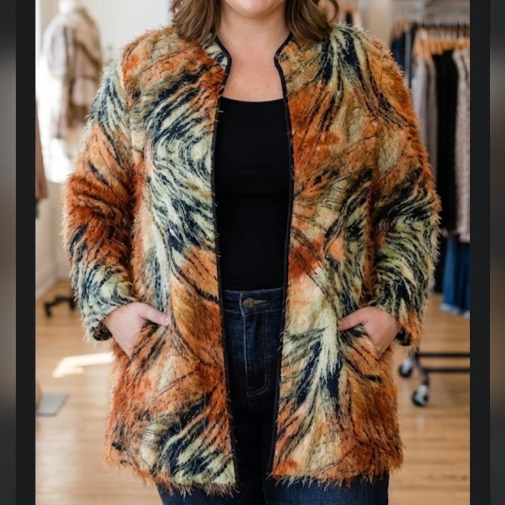 MlleGabriel Women's 20 Tiger Striped Eylash Sweater Jacket
